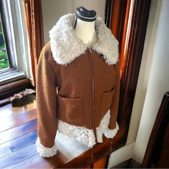 Forever 21 l Sherpa Trim l Brown Jacket l Front Pockets l Lined l XL l EUC - Picture 7 of 11